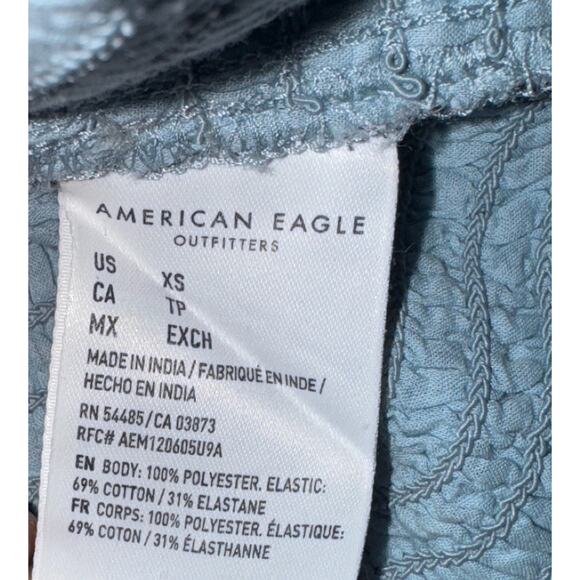 American Eagle Womens XS Smocked Blouse Paisley Romantic Feminine Dainty Sheer - Picture 7 of 8